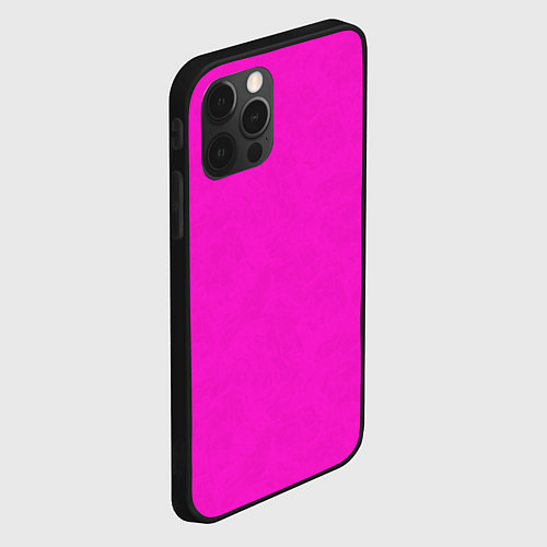 Чехол iPhone 12 Pro Розовый фуксиевый текстурированный / 3D-Черный – фото 2