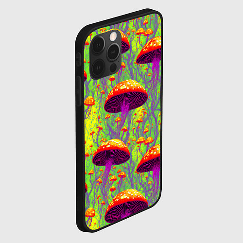 Чехол iPhone 12 Pro Кислотные мухоморы / 3D-Черный – фото 2
