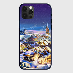 Чехол для iPhone 12 Pro Рождественская деревня, цвет: 3D-черный