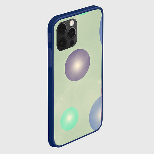 Чехол iPhone 12 Pro Светящиеся шары / 3D-Тёмно-синий – фото 2