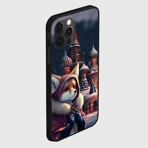 Чехол iPhone 12 Pro Лиса на Красной площади / 3D-Черный – фото 2
