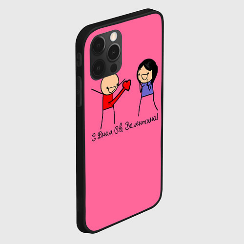 Чехол iPhone 12 Pro С Днем святого Валентина: человечки / 3D-Черный – фото 2