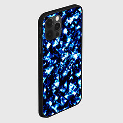Чехол для iPhone 12 Pro Неоновые синие треугольники блестящие, цвет: 3D-черный — фото 2