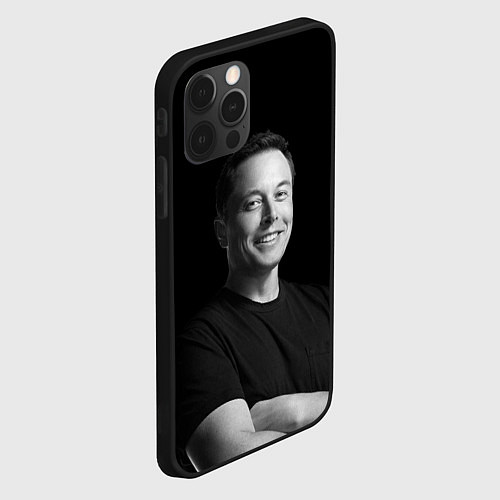 Чехол iPhone 12 Pro Илон Маск, портрет / 3D-Черный – фото 2