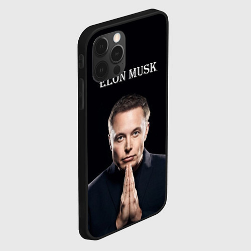 Чехол iPhone 12 Pro Илон Маск, портрет на черном фоне / 3D-Черный – фото 2