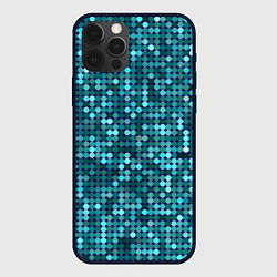 Чехол для iPhone 12 Pro Блеск пайеток изумрудных бирюзовых, цвет: 3D-черный