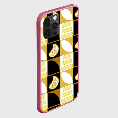 Чехол iPhone 12 Pro Орнамент фигуры / 3D-Малиновый – фото 2
