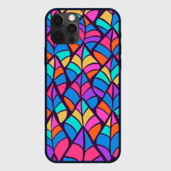 Чехол для iPhone 12 Pro Разноцветный лиственный паттерн, цвет: 3D-черный