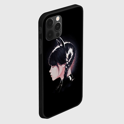 Чехол iPhone 12 Pro Wednesday black kitty / 3D-Черный – фото 2