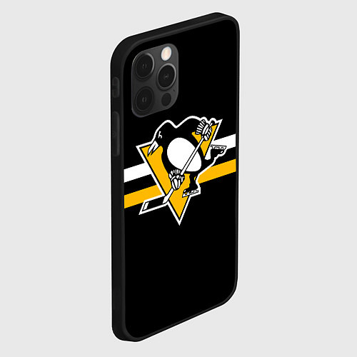 Чехол iPhone 12 Pro Питтсбург Пингвинз - НХЛ / 3D-Черный – фото 2
