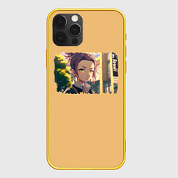 Чехол для iPhone 12 Pro Девушка с коралловыми волосами - аниме арт, цвет: 3D-желтый