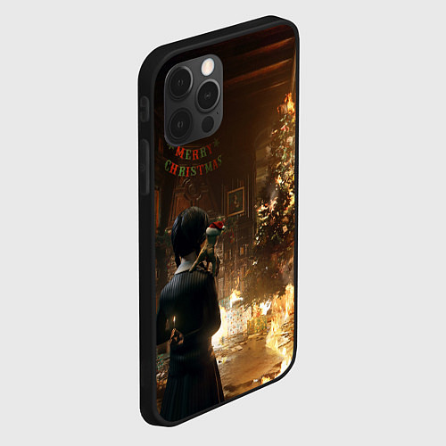 Чехол iPhone 12 Pro Уэнсдэй поджог / 3D-Черный – фото 2