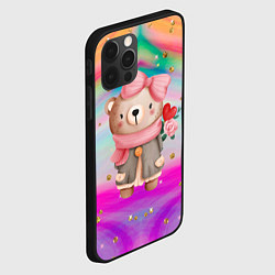 Чехол для iPhone 12 Pro Мишка с сердечком и цветком, цвет: 3D-черный — фото 2