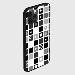 Чехол для iPhone 12 Pro Черно-белый узор мозаика, цвет: 3D-черный — фото 2