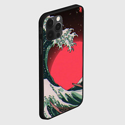 Чехол для iPhone 12 Pro Японская волна в красном цвете, цвет: 3D-черный — фото 2