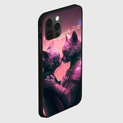 Чехол для iPhone 12 Pro Влюбленные кибер-котики, цвет: 3D-черный — фото 2