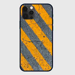 Чехол для iPhone 12 Pro Желтые полосы на бетоне, цвет: 3D-черный