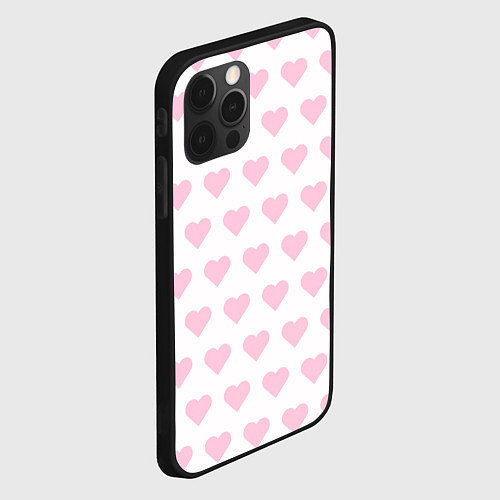 Чехол iPhone 12 Pro Pink hearts / 3D-Черный – фото 2