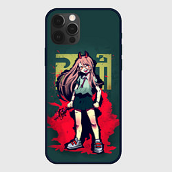 Чехол для iPhone 12 Pro Персонаж Пауэр - Человек бензопила, цвет: 3D-черный