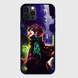 Чехол для iPhone 12 Pro Клинок, рассекающий демонов - Киберпанк, цвет: 3D-черный