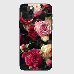 Чехол для iPhone 12 Pro Нежные кустовые розы, цвет: 3D-черный