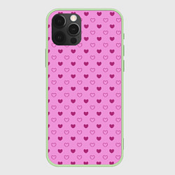 Чехол для iPhone 12 Pro Милые сердечки, цвет: 3D-салатовый