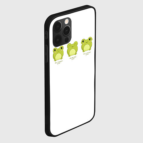 Чехол iPhone 12 Pro Лягушка не вижу не слышу не говорю / 3D-Черный – фото 2