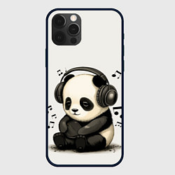 Чехол для iPhone 12 Pro Милая панда в наушниках, цвет: 3D-черный