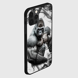 Чехол для iPhone 12 Pro Накаченная горилла, цвет: 3D-черный — фото 2