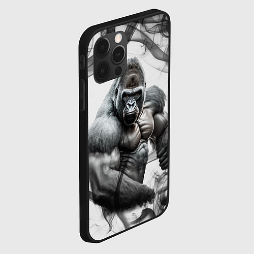 Чехол iPhone 12 Pro Накаченная горилла / 3D-Черный – фото 2