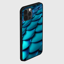 Чехол для iPhone 12 Pro Чешуя бирюзовая металлик, цвет: 3D-черный — фото 2