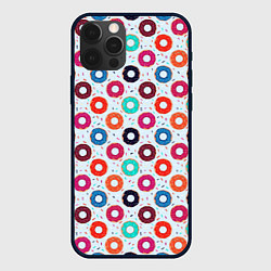 Чехол для iPhone 12 Pro Пончики на светлом фоне, цвет: 3D-черный