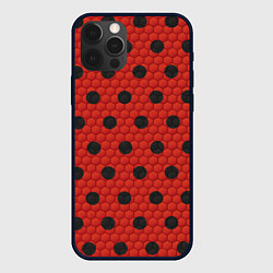 Чехол для iPhone 12 Pro Камуфляж божья коровка, цвет: 3D-черный