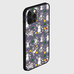 Чехол для iPhone 12 Pro Веселый енот паттерн, цвет: 3D-черный — фото 2