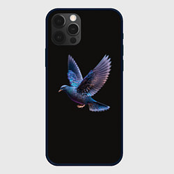 Чехол для iPhone 12 Pro Неоновый сизый голубь, цвет: 3D-черный