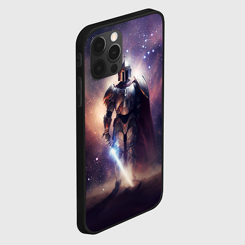 Чехол iPhone 12 Pro Космический рыцарь / 3D-Черный – фото 2