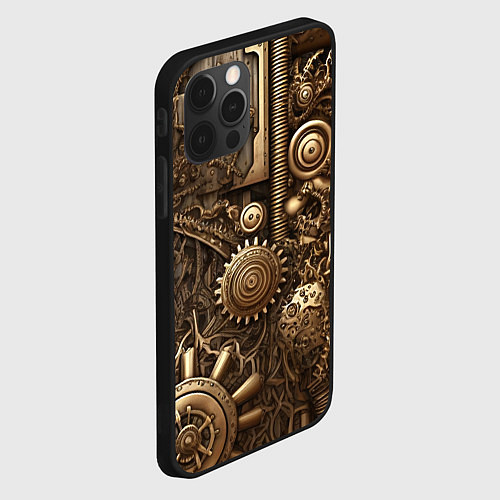Чехол iPhone 12 Pro Абстрактный стимпанк механизм / 3D-Черный – фото 2