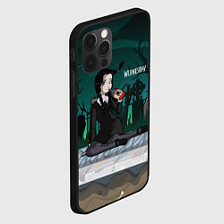 Чехол для iPhone 12 Pro Уэнсдэй на кладбище пьет яд, цвет: 3D-черный — фото 2