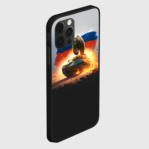 Чехол iPhone 12 Pro Медведь разрывает танк / 3D-Черный – фото 2