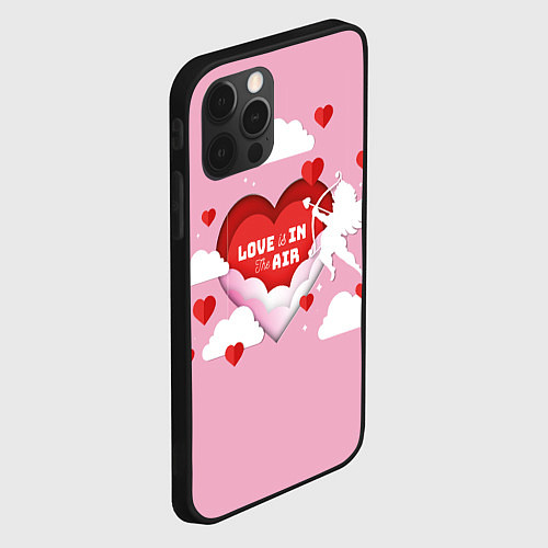 Чехол iPhone 12 Pro День святого валентина фон в бумажном стиле / 3D-Черный – фото 2