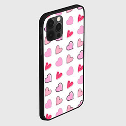 Чехол для iPhone 12 Pro Валентинки на белом фоне, цвет: 3D-черный — фото 2