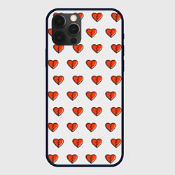 Чехол iPhone 12 Pro Разбитые сердца на белом фоне