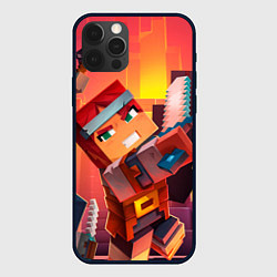 Чехол для iPhone 12 Pro Minecraft воин с мечом, цвет: 3D-черный