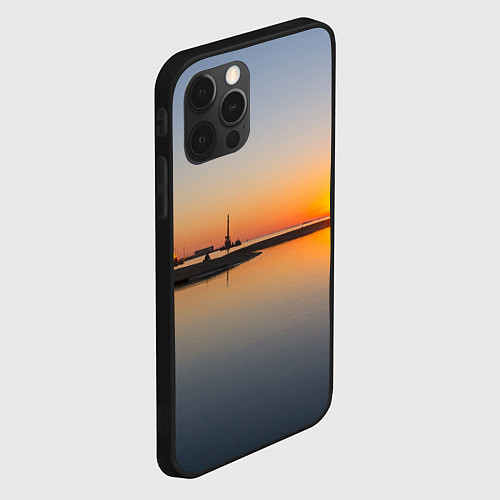Чехол iPhone 12 Pro Санкт-Петербург, закат на Финском заливе / 3D-Черный – фото 2