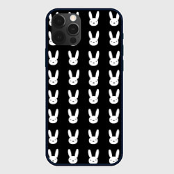 Чехол для iPhone 12 Pro Bunny pattern black, цвет: 3D-черный