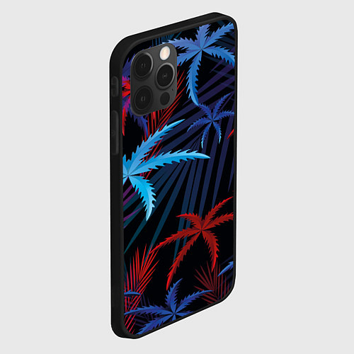Чехол iPhone 12 Pro Листья пальмы / 3D-Черный – фото 2