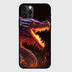 Чехол для iPhone 12 Pro Огненный дракон, цвет: 3D-черный