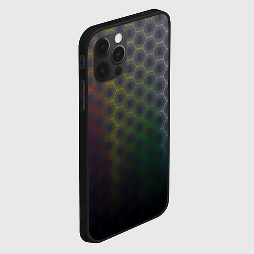 Чехол iPhone 12 Pro Абстрактные соты размытые / 3D-Черный – фото 2
