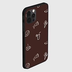 Чехол для iPhone 12 Pro Еда в минимализме на коричневом фоне, цвет: 3D-черный — фото 2