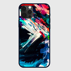 Чехол для iPhone 12 Pro Разноцветные мазки краски, цвет: 3D-черный